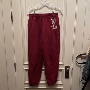 Polo by Ralph Lauren Maroon Track Joggers with Letter Patch